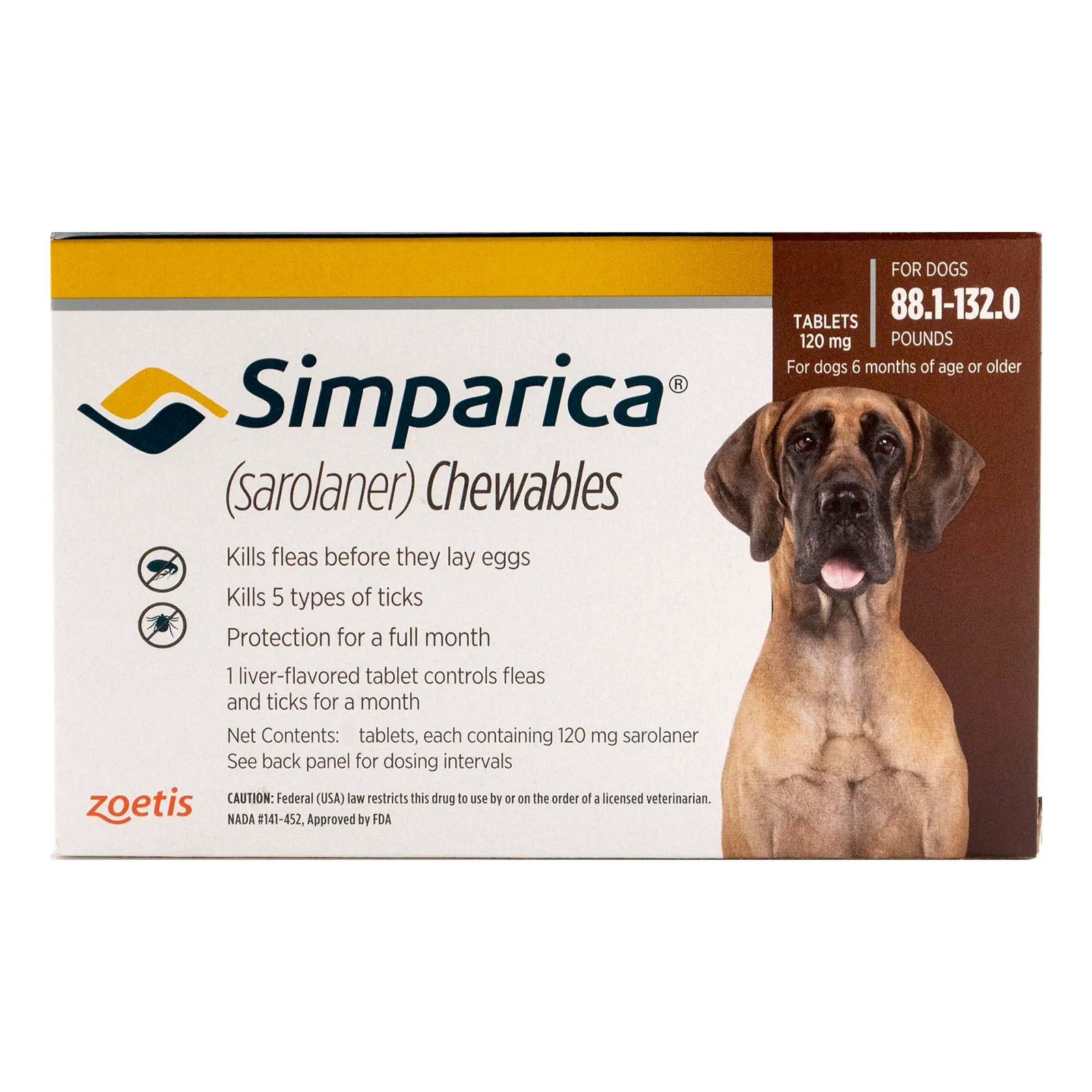 "Simparica Chewables For Dogs Above 88 Lbs (Red) 3 Doses"